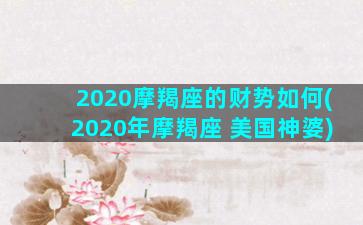 2020摩羯座的财势如何(2020年摩羯座 美国神婆)